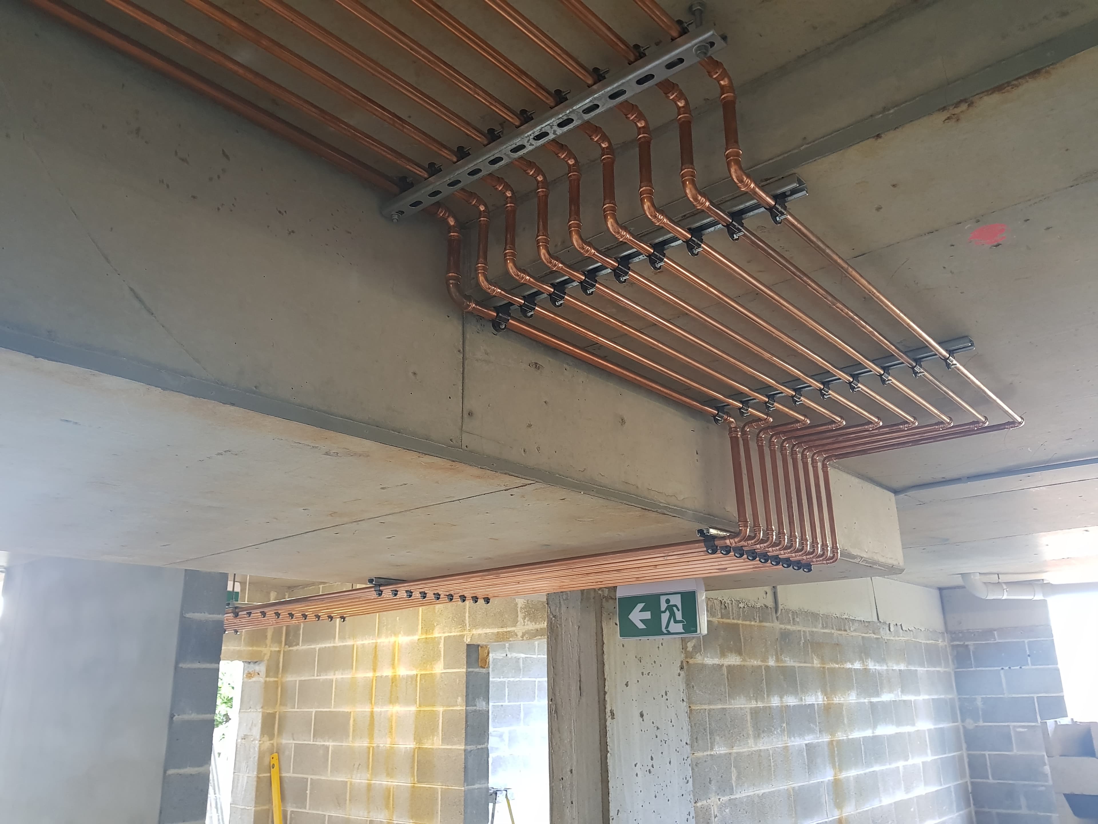 Commercial copper pipe installation